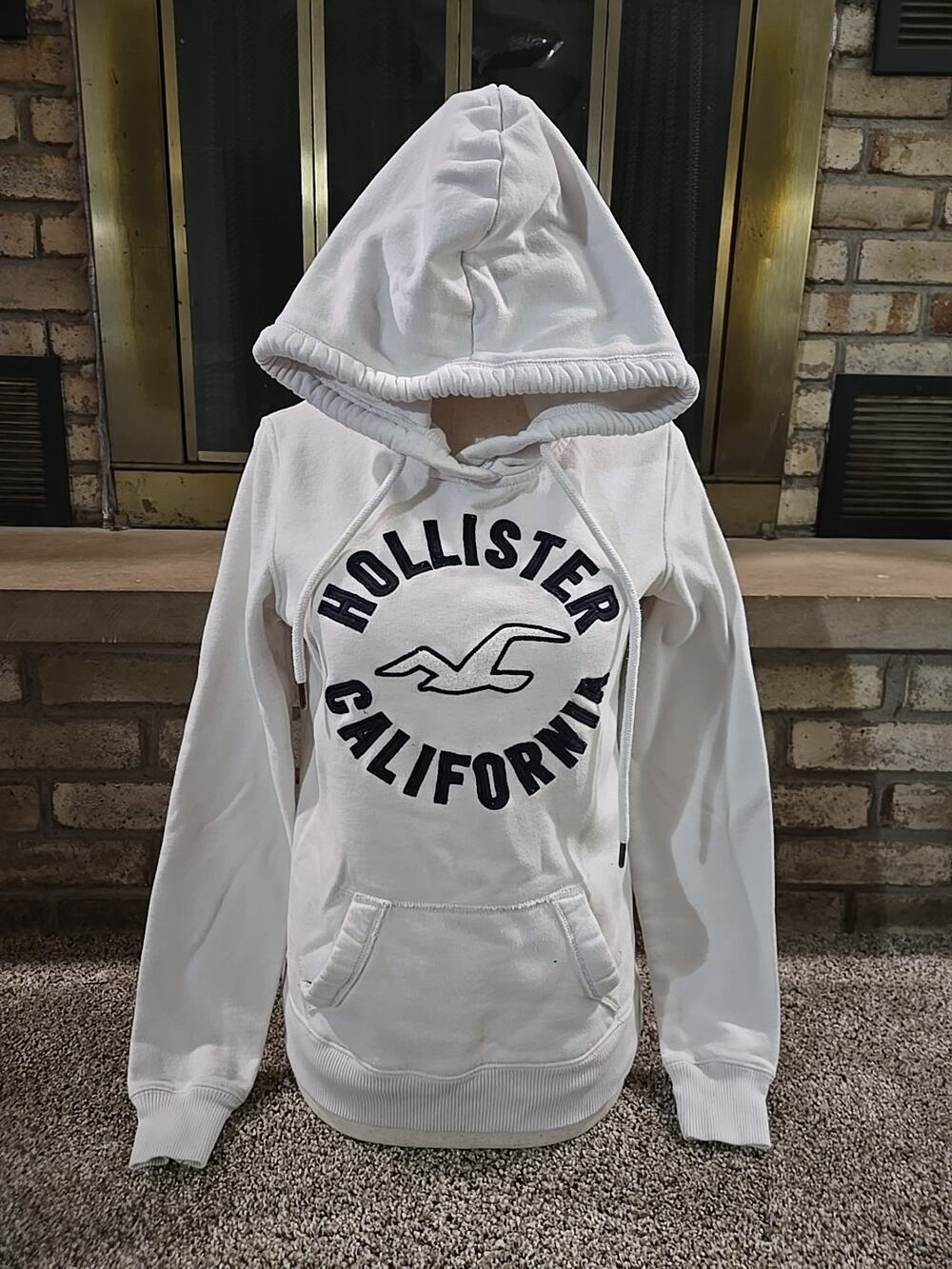 Hollister California Logo Hoodie Sweatshirt Womans Sz XS Surfer Grunge Preppy